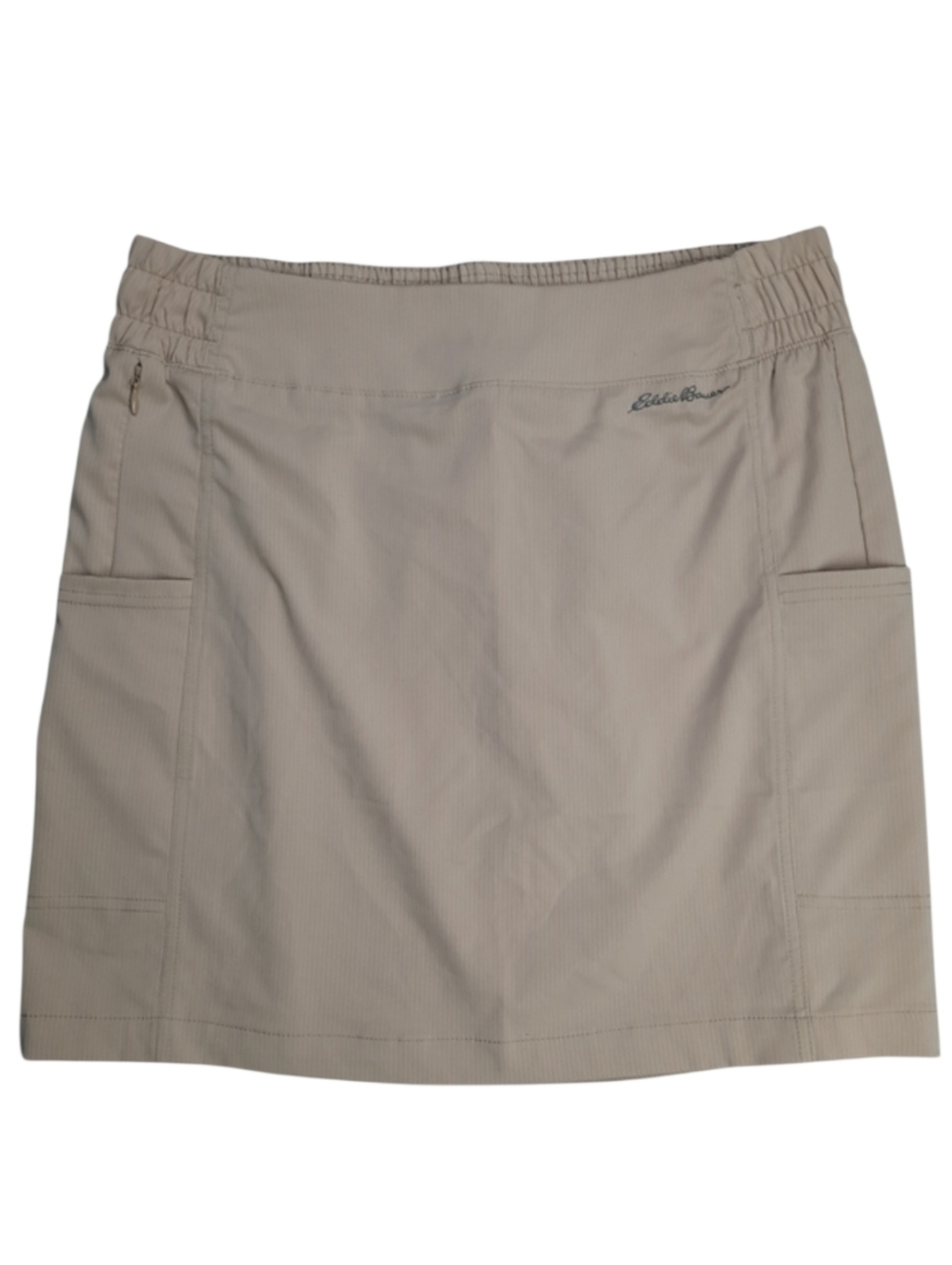 Eddie Bauer Twin River Tan Stripe Performance Adventure Skirt SZ M